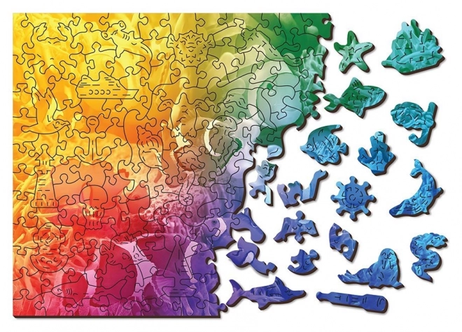 Puzzle din lemn cu pești tropicali 3D