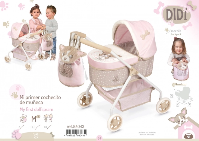 Primul meu cărucior de păpuși cu rucsac DIDI 2021