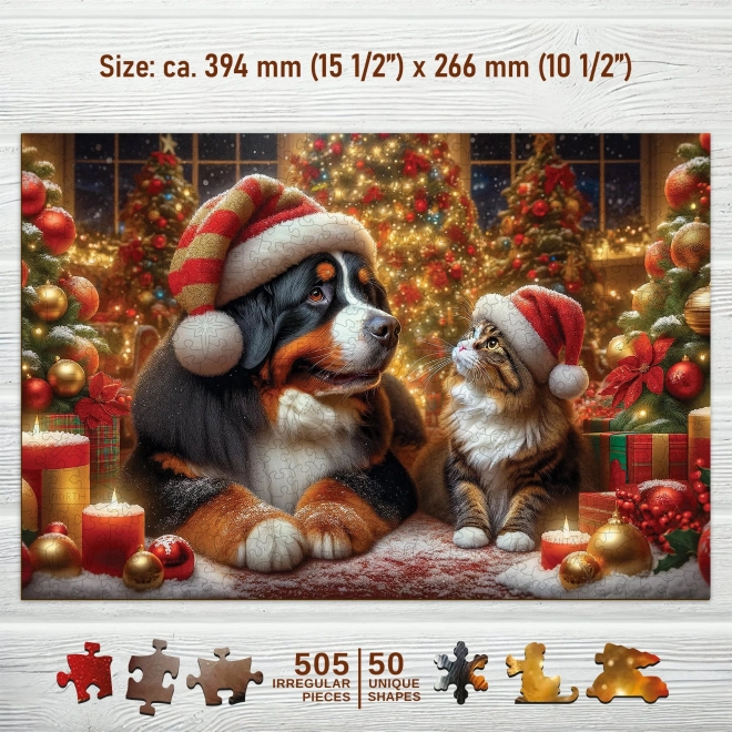 Puzzle din lemn Pisică și Câine 505 piese