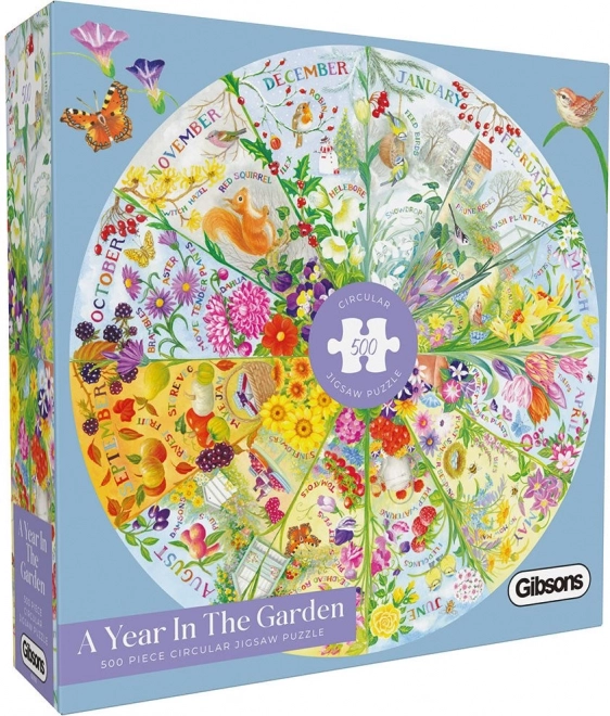 Puzzle rotund Anul în grădină 500 piese