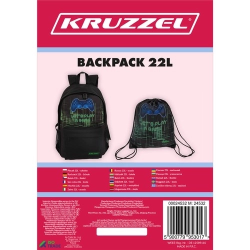 Rucsac școlar gamer cu sac de sport 22L