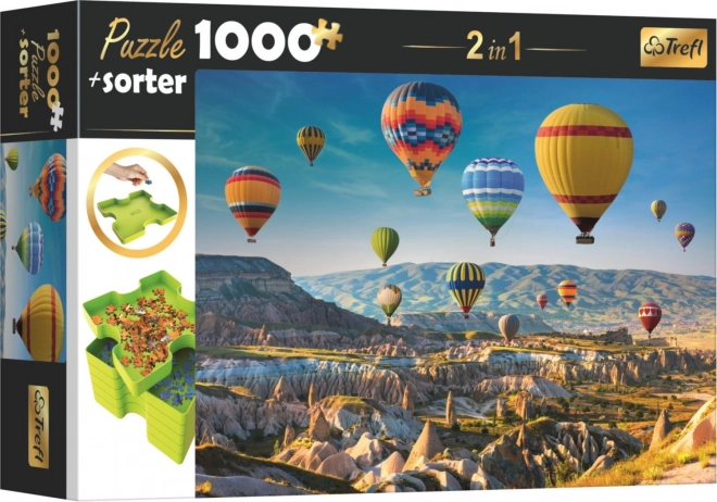 Puzzle 1000 piese Baloane deasupra Cappadociei cu sorter 2 în 1