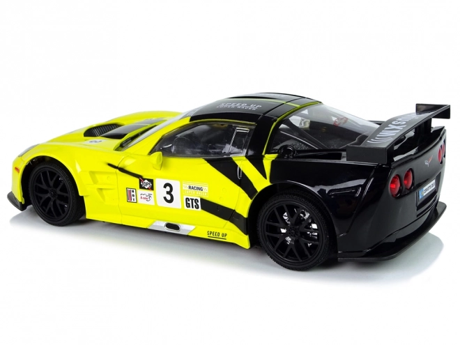 mașină sport RC Corvette C6.R galbenă cu lumini