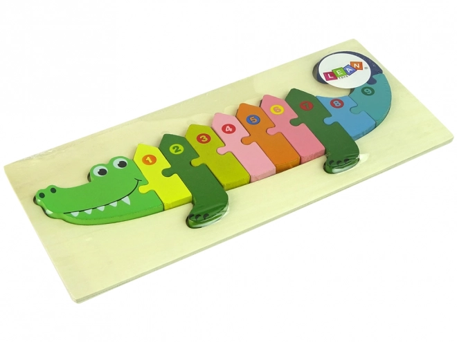 Puzzle din lemn crocodil cu numere