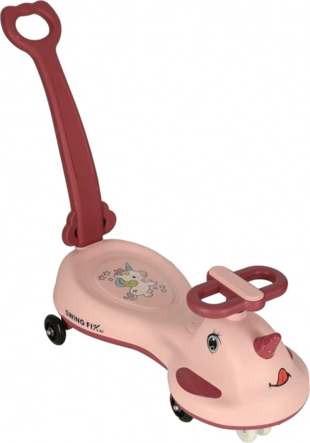 Vehicul roz LED Unicorn cu mânere