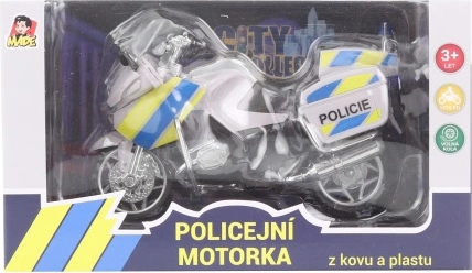 Motocicletă de poliție metalică 18 cm, argintie