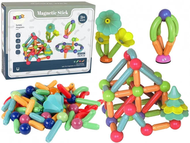 Klocki magnetice de construcție din plastic – 78 de piese
