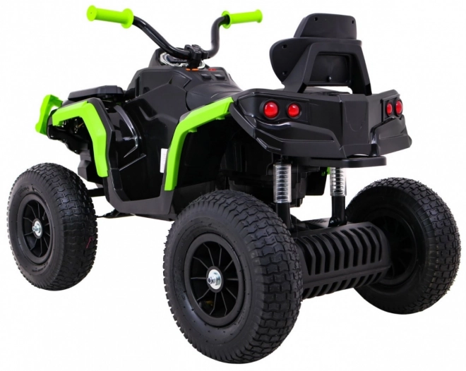 ATV electric pentru copii Air quad negru-verde + roți gonflabile + radio MP3 + start lent