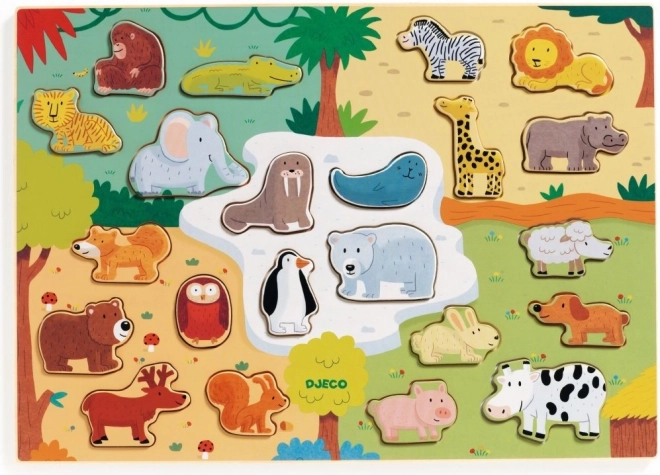 Puzzle din lemn Djeco animale