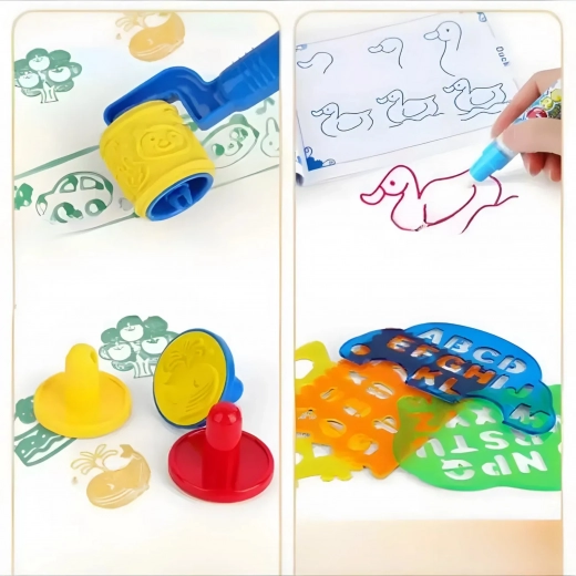 Set bogat de șabloane, ștampile și rolă