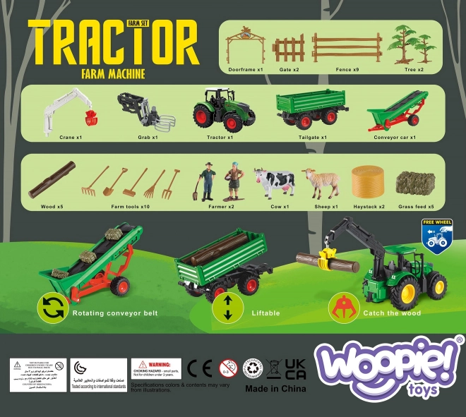 Set de utilaje agricole cu tractor Woopie
