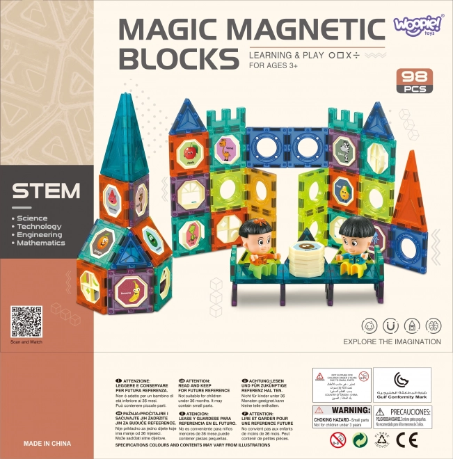 Set de construcții magnetice Woopie castel 98 piese