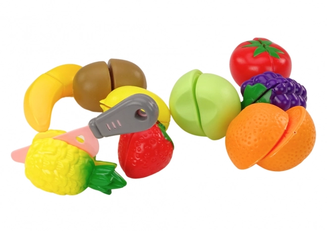 Set de fructe de tăiat cu cuțit și cutie verde