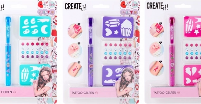 Set de tatuaje cu pixuri gel parfumate pentru copii