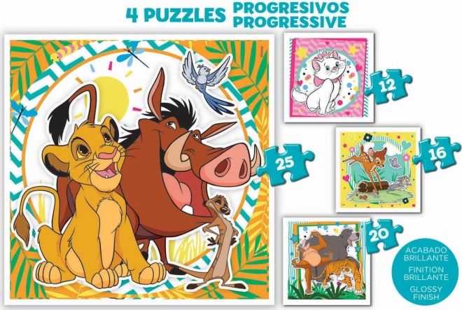 Puzzle Educa în valiză Disney animăluțe 4 în 1