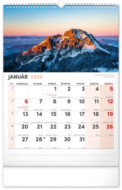 calendar de perete scene pitorești din slovacia 2025 cu calendar extra mare