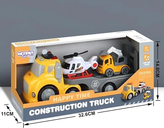 Platformă galbenă de recuperare WOOPIE City Truck cu efecte de lumină și sunet