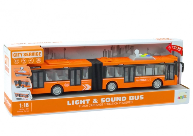 Autobuz articulat urban cu lumini și sunete 1:16 orange