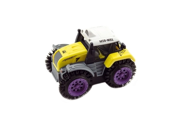 Tractor răsturnibil din plastic 10cm mix de culori pe baterii