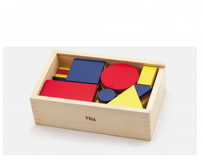 Cuburi logice din lemn forme geometrice Viga Toys Montessori