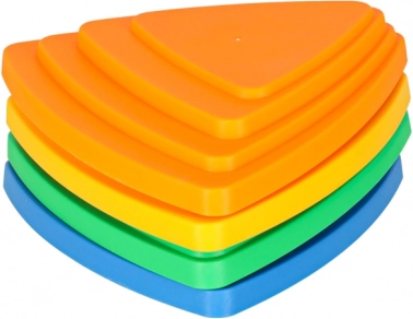 Traseu senzorial cu pietre pentru echilibru - joc podeaua este lavă, 11 elemente colorate