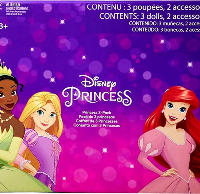Mattel Disney prințese set de 3 păpuși: Ariel, Tiana, Rapunzel