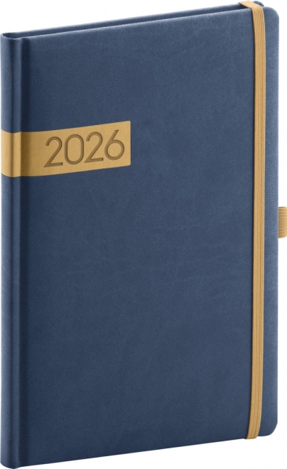 Agendă săptămânală Twill Albastru-Auriu 2026