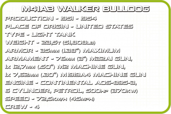 Tancul de construcție Walker Bulldog M41A3