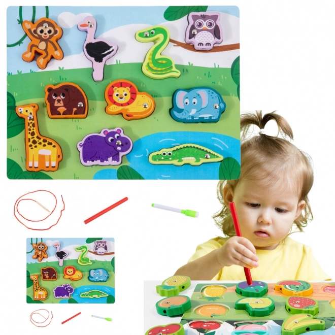 Puzzle de lemn cu magneți pentru animale