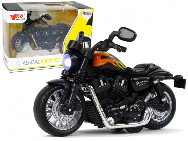 Motocicleta Champion neagră 1:14 cu funcții sonore și luminoase