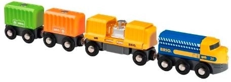 Set colorat cu trei vagoane de marfă