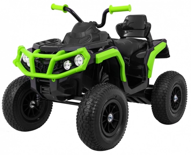 ATV electric pentru copii Air quad negru-verde + roți gonflabile + radio MP3 + start lent