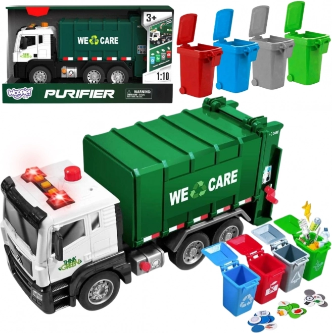 Camion de salubritate interactiv „Purifier” 1:10 - Jucărie educativă pentru sortare deșeuri