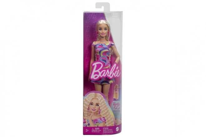 Barbie model fashionista în rochie pestriță