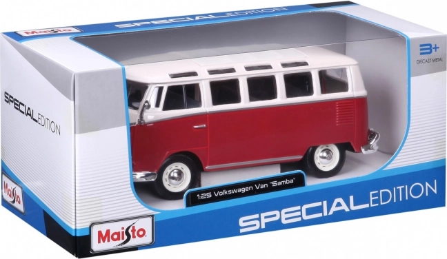 model metalic Volkswagen Samba alb-roșu 1:25