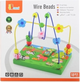Labirint din lemn cu mărgele – Fermă, cu fermier magnetic