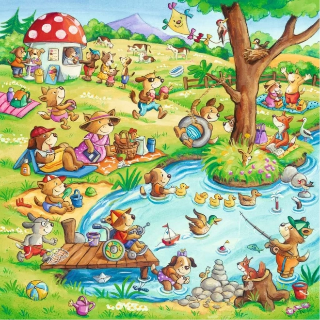 Puzzle Ravenburger Vacanță la țară 3x49 piese