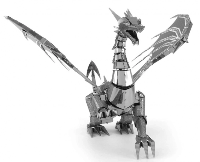 Puzzle 3D dragon argintiu Metal Earth ICONX