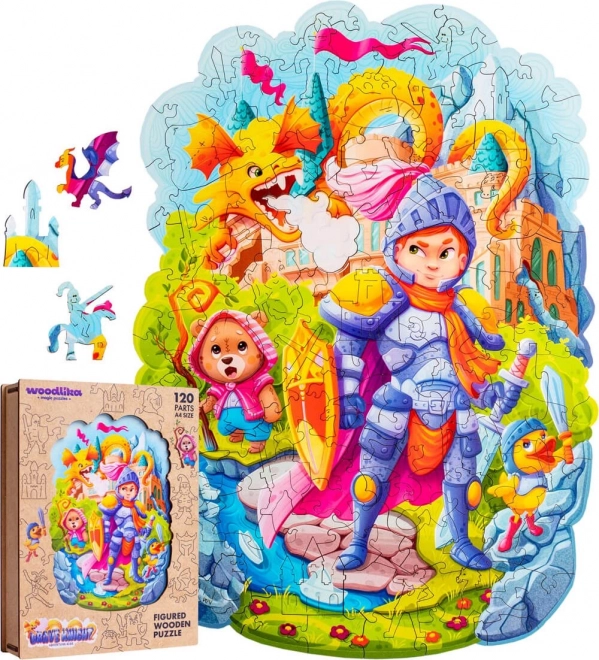 puzzle colorat din lemn - cavaler curajos