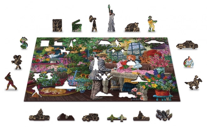 Puzzle din lemn florărie 2 în 1, 400 piese