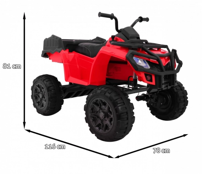 ATV Quad XL la baterie pentru copii Roșu + tracțiune 4x4 + suport bagaje + start lent + EVA + LED audio