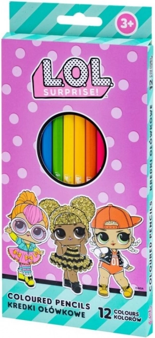 Creioane colorate triunghiulare 12 buc ASTRA L.O.L. SURPRISE