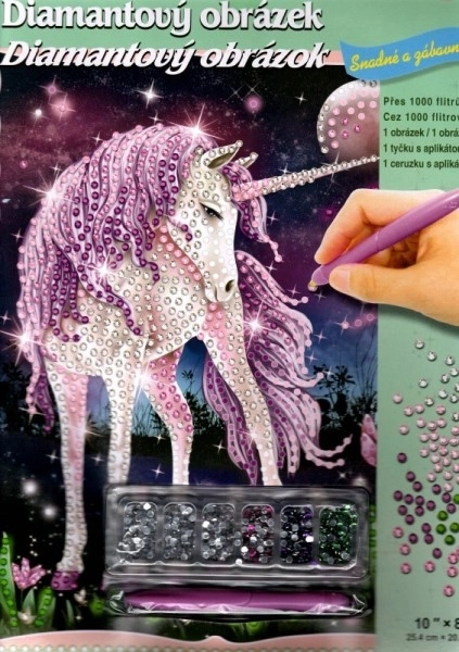 tablou cu diamant unicorn cu accesorii