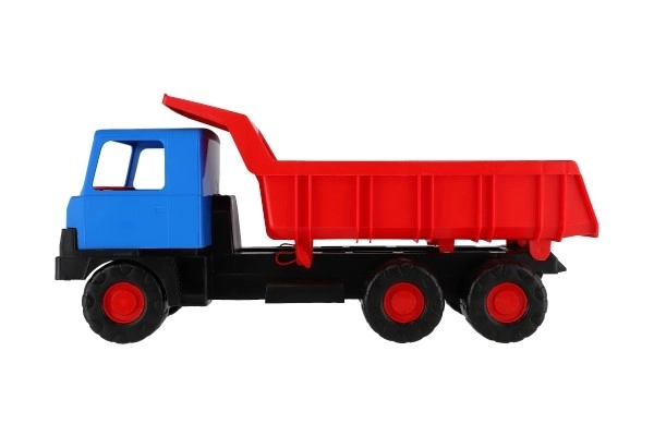 Autocamion Tatra 815 cu bena roșie și cabină albastră, din plastic, 75cm