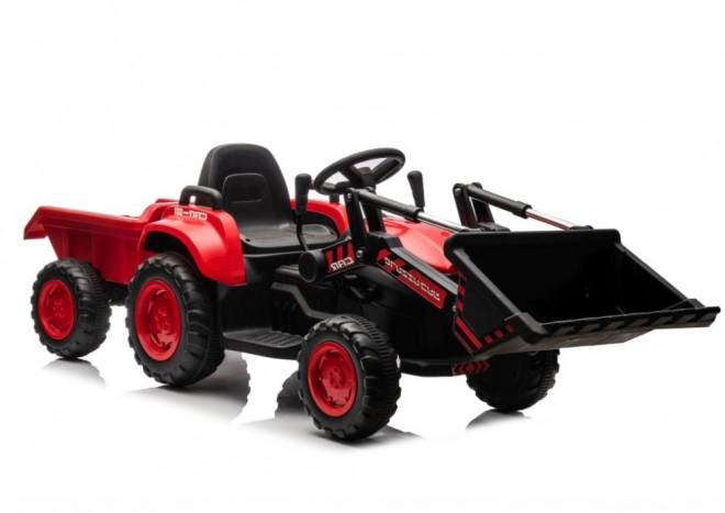 Tractor roșu pentru copii cu acumulator reîncărcabil și cupă