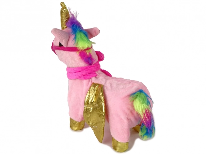 Jucărie interactivă unicorn roz cu aripi aurii și muzică