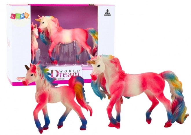 Set figurine unicorn roz și colorat