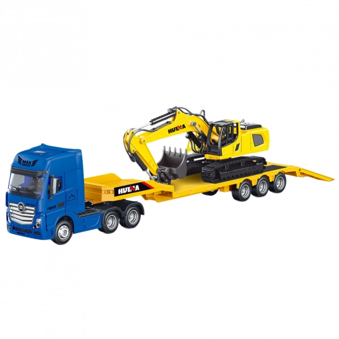 Model de camion cu remorcă și excavator 1:50 Huina