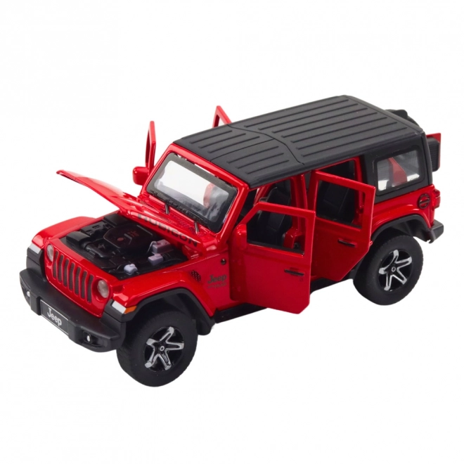 Set mașină off-road cu rulota de metal, efecte de lumină și sunet, roșu, scara 1:32