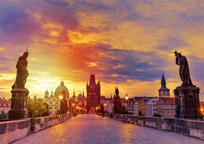 Puzzle Podul Carol la apus, Praga 1000 piese